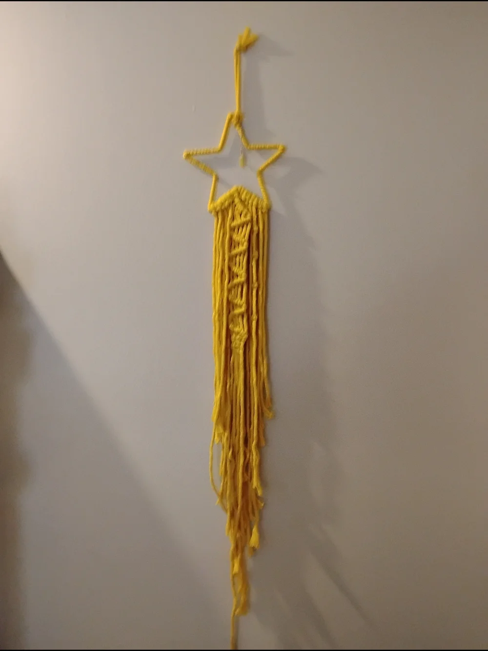 Yellow Star Macramé Wall Hanging - Handwoven Boho Decor